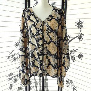 Oh My Julian Snake Print Kaftan Sleeve Zip Up Top